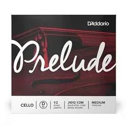 D’Addario Prelude Cello Single D String – Solid Steel Core / Nickel Winding – 1/2 Scale Medium Tension