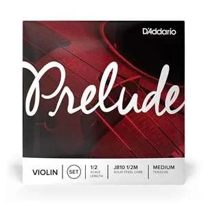 D’Addario Prelude Violin String Set – Solid Steel Core – 1/2 Scale Medium Tension