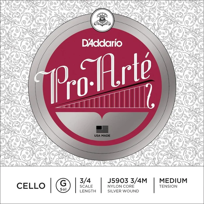 D’Addario Pro-Arte Cello Single G String, 3/4 Scale, Medium Tension