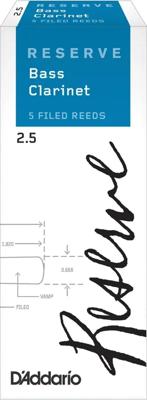 D’Addario Reserve Bass Clarinet Reeds, Strength 2.5, 5-pack