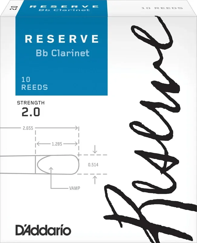 D’Addario Reserve Bb Clarinet Reeds, Strength 2.0, 10-pack