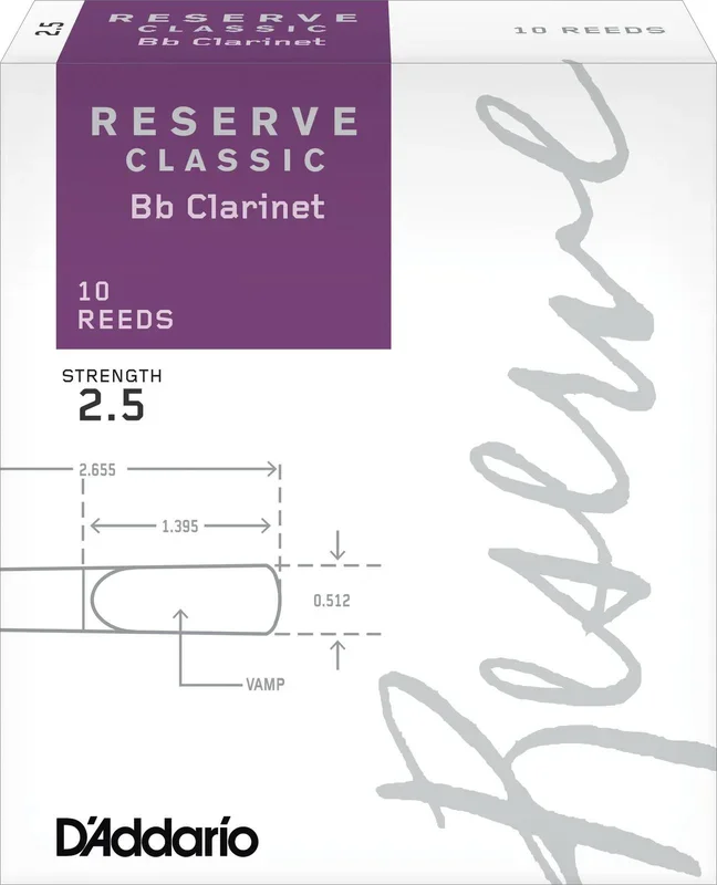 D’Addario Reserve Classic Bb Clarinet Reeds, Strength 2.5, 10-pack