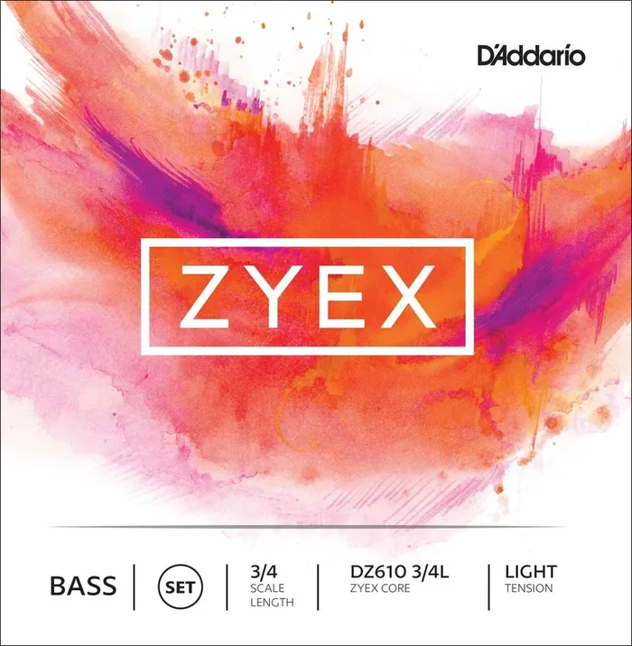 D’Addario Zyex Bass String Set, 3/4 Scale, Light Tension