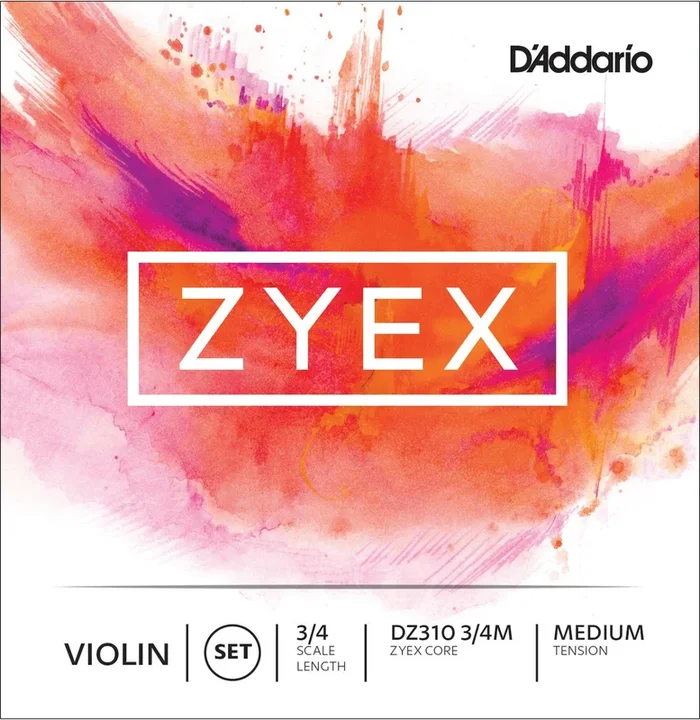 D’Addario Zyex Violin String Set, 3/4 Scale, Medium Tension