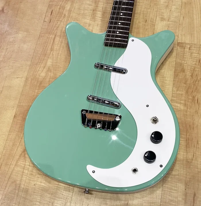 Danelectro Stock ’59 Electric Guitar with Wood Bridge (Aqua)