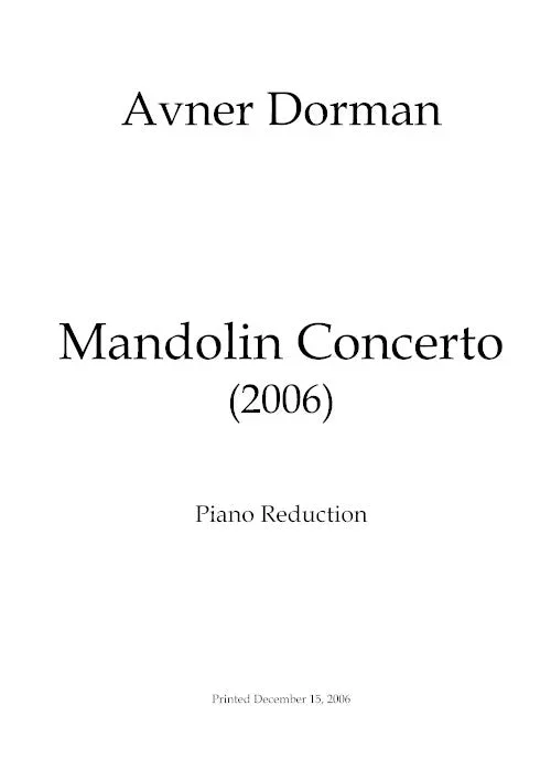Dorman: Mandolin Concerto