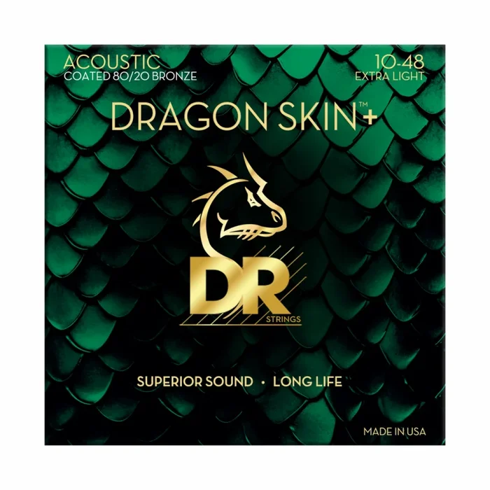 DR Dragon Skin+ 80/20 Acoustic Guitar Strings 10-48