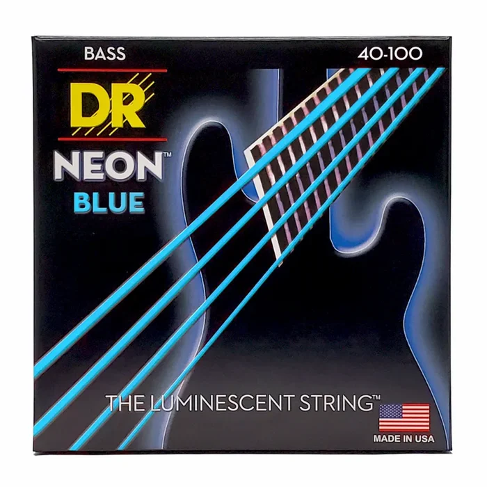 DR Hi-Def Neon Blue Bass Strings Light 40-100 with K3 Coating