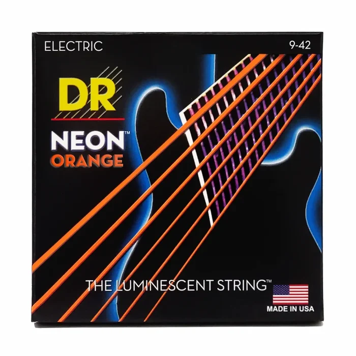 Dr Hi-Def Neon Orange Electric Guitar Strings Light 9-42