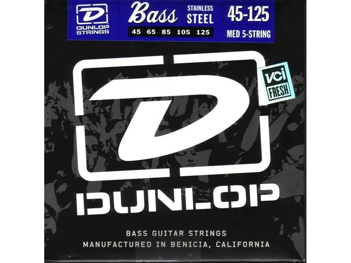 Dunlop Electric Bass Steel 5-String Bright Punchy Tone