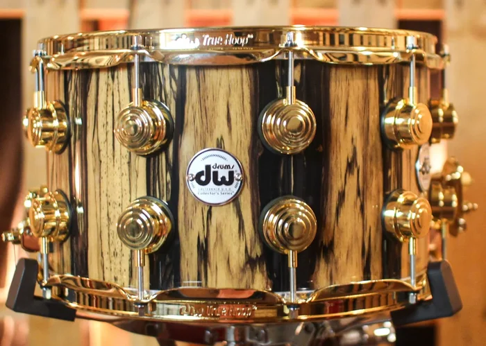 DW 8×14 Collector’s Maple Mahogany Natural Lacquer over Ivory Ebony Snare Drum – SO#1409998