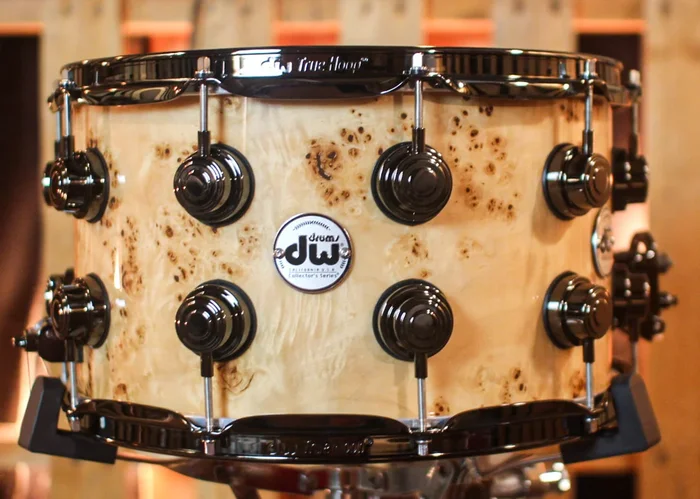 DW 8×14 Collector’s Maple VLT Natural Lacquer over Mapa Burl Snare Drum – SO#1409995