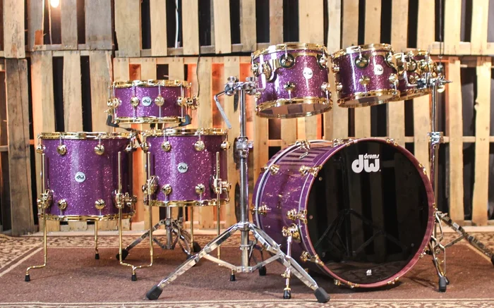 DW Collector’s Purpleheart Purple Glass Drum Set – 22,8,10,12,14,16,14sn – SO#1354919