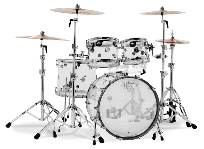 DW Design 4-Piece Clear Acrylic Drum Set – 18×22,8×10,9×12,14×16 – DDAC2214CL
