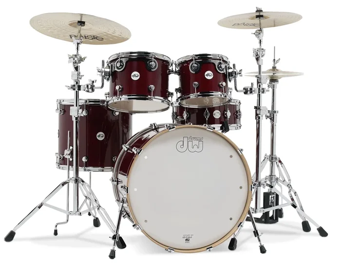 DW Design 5-Piece Cherry Stain Lacquer Drum Set – 22,10,12,16,14sn – DDLG2215CS