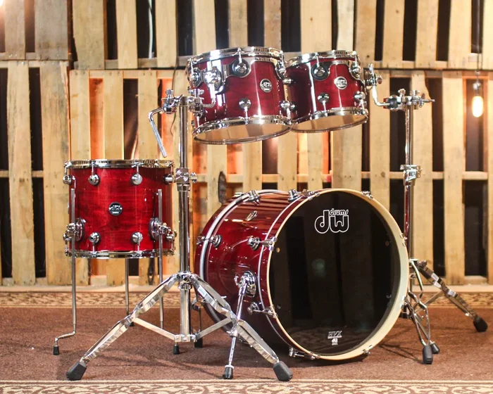 DW Performance Cherry Stain Lacquer Fusion Drum Set – 16×20, 8×10, 9×12, 12×14