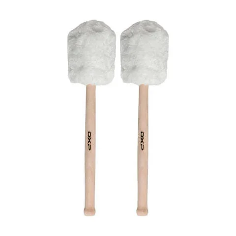 DXP DBT300 Bass Drum Mallets. Wood handle. Large, Soft Head – Natural