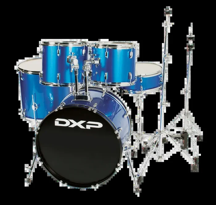 DXP Pioneer Series 5 Piece Drum Kit 22 Inch Bass Drum Blue with Wood Snare