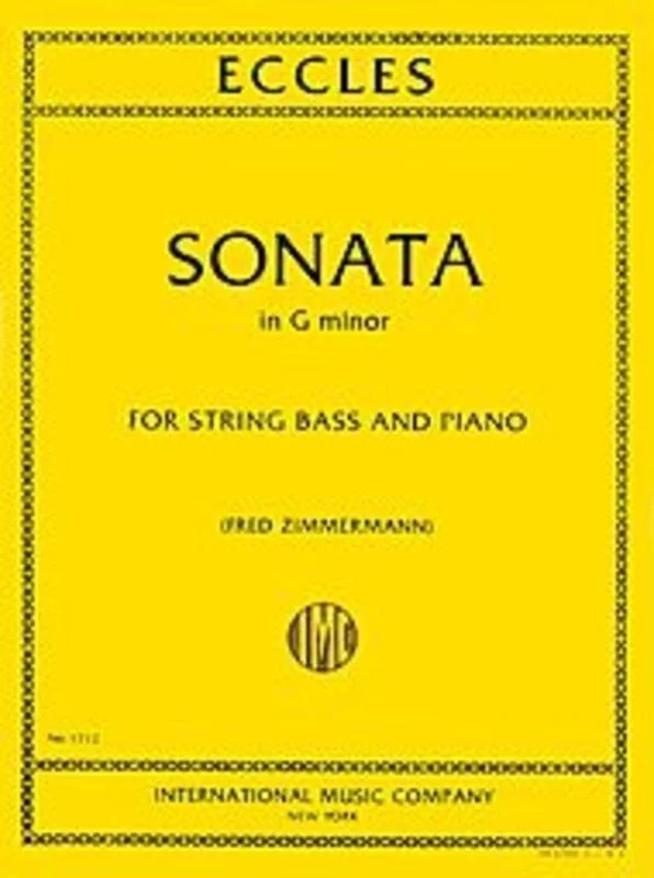 Eccles – Sonata G Min Double Bass/Piano Ed Zimmermann (Softcover Book)