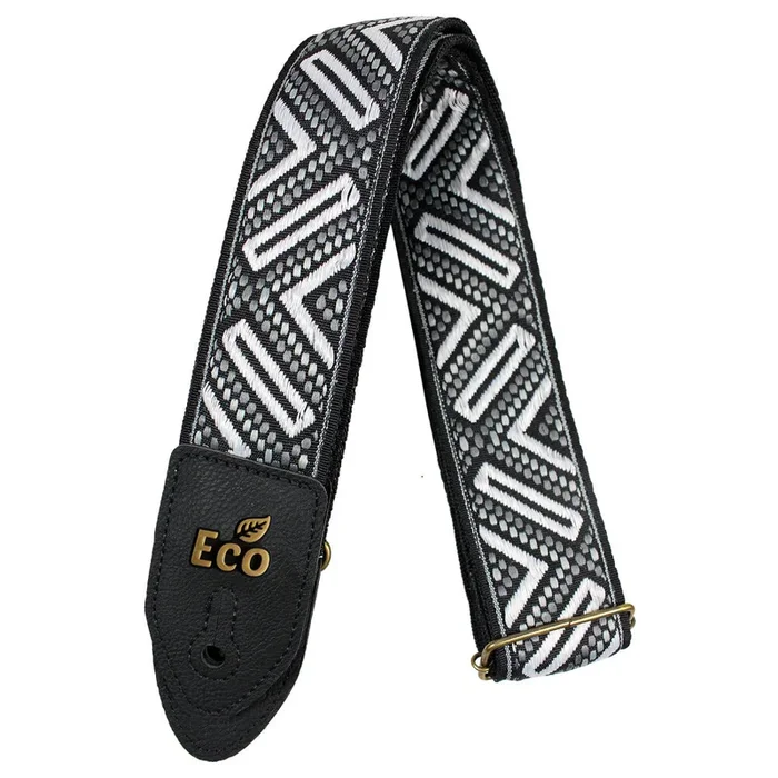 EcoStrap Guitar Strap – EcoJacq JACQ 05 Black/White, 2″ Width, Adjustable 33″ to 59″, Recyclable Jacquard/Polypropylene, Made in Brazil