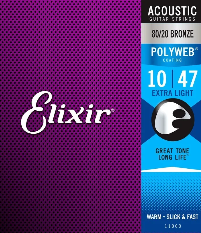 Elixir 11000 Polyweb 80/20 Extra Light Acoustic Guitar Strings .010 – .047