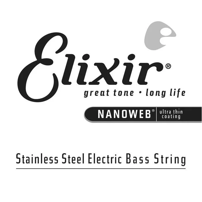 Elixir 13402 Nanoweb Single Stainless Steel Bass String .100 Gauge