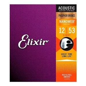 Elixir Nanoweb Phosphor Bronze Acoustic Guitar Strings – 16052 Light (12-53)