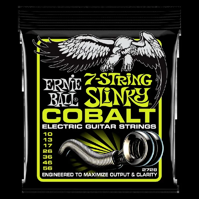 Ernie Ball 2728 Cobalt 7-String Regular Slinky Electric Guitar Strings 10-56