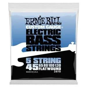Ernie Ball 2810 Flatwound 5-String Electric Bass Guitar Strings – Light (45-130)
