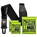 Ernie Ball 2832 Regular Slinky Round Wound Bass Strings 3 Pack with Neoprene Polylock Guitar Strap Standard