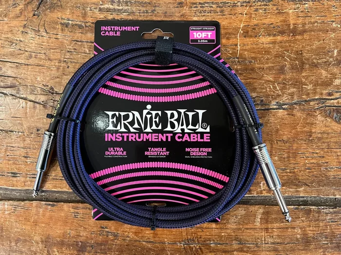 Ernie Ball Braided Jacket Instrument Cables 10′ Purple