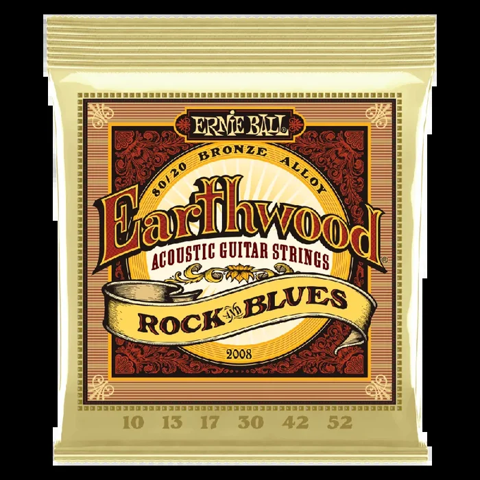 Ernie Ball Earthwood Rock and Blues with Plain G 80-20 Bronze Acoustic Guitar String, 10-52 Gauge