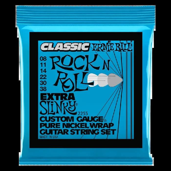 Ernie Ball Extra Slinky Classic Rock n Roll Pure Nickel Wrap Electric Guitar String, 8-38 Gauge