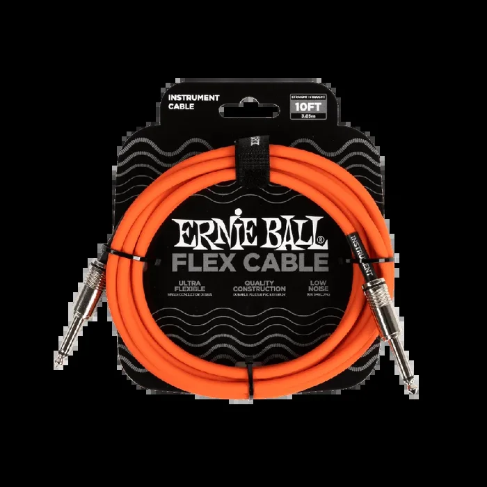 Ernie Ball Flex Instrument Cable Straight/Straight 10ft – Orange