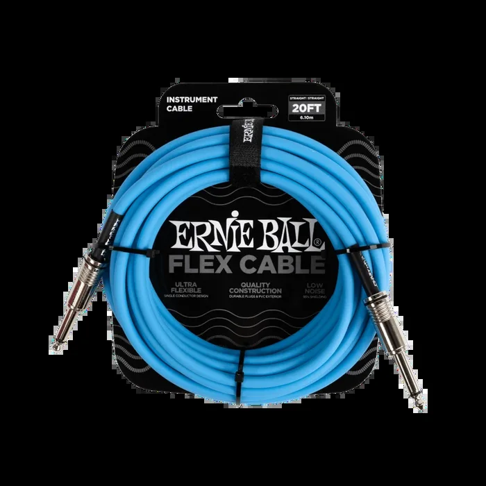 Ernie Ball Flex Instrument Cable Straight/Straight 20ft – Blue
