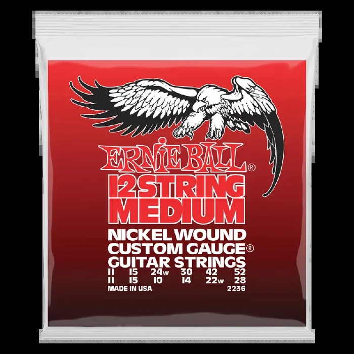 Ernie Ball Medium 12-String Nickel Wound Electric Guitar Strings, 11-52 Gauge