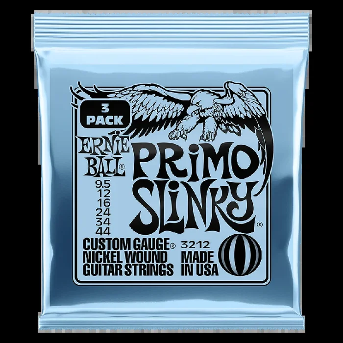Ernie Ball Primo Slinky Nickel Wound Electric Guitar Strings 3-Pack 9.5-44