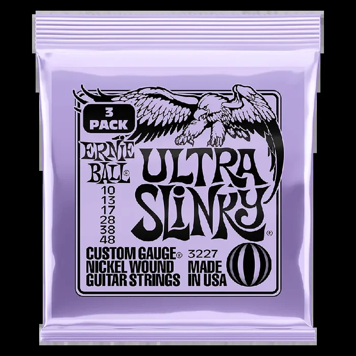 Ernie Ball Ultra Slinky Nickel Wound Electric Guitar Strings 3-Pack 10-48