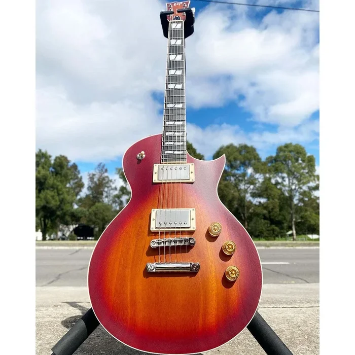 ESP USA Eclipse Electric Guitar Open Grain Amber Cherry Sunburst Tear Drop