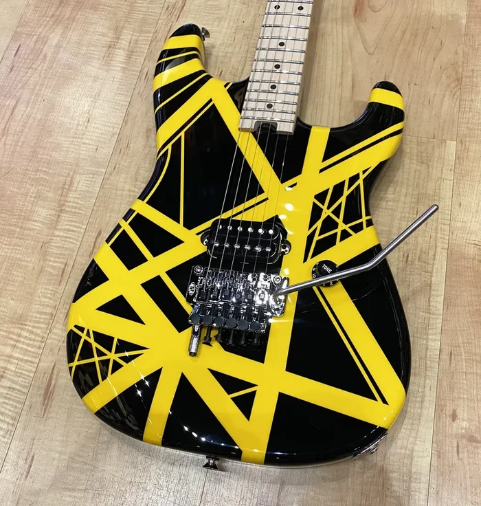 EVH Striped Series Electric Guitar Black with Yellow Stripes
