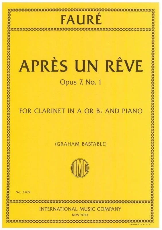 Faure – Apres Un Reve Op 7 No 1 Clarinet/Piano (Softcover Book)