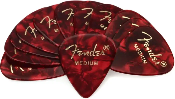 Fender 351 Shape Premium Celluloid Picks – Medium Red Moto 12-pack