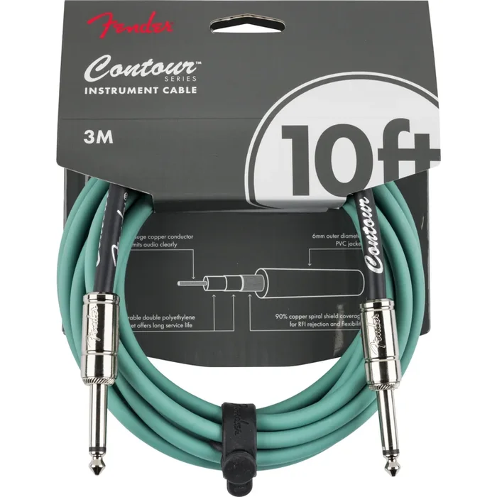 Fender Contour Series Instrument Cable, Sherwood Green