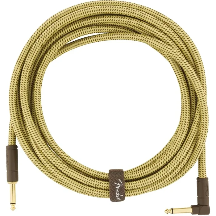 Fender Deluxe Series Instrument Cable, 18.6′, Angled End, Tweed