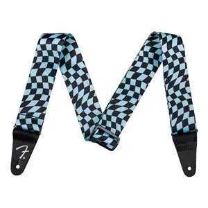 Fender Wavy Checkerboard Polyester Strap – Blue, 2″