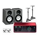 Focusrite Scarlett 4i4 4th Gen With Yamaha HS Studio Monitor Pair Bundle (Stands & Cables Included) HS5 SG