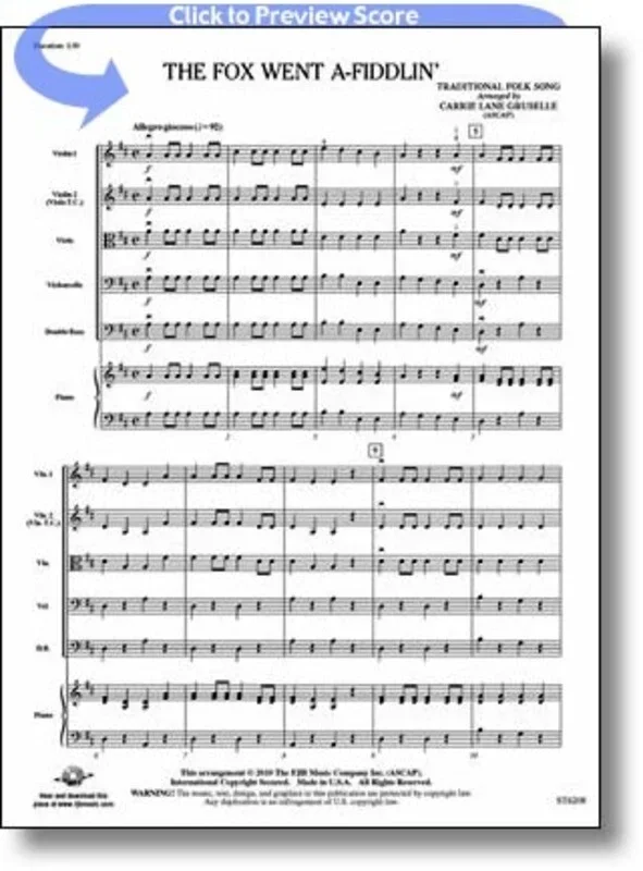 Fox Went A Fiddlin Arr Gruselle So Score/Parts