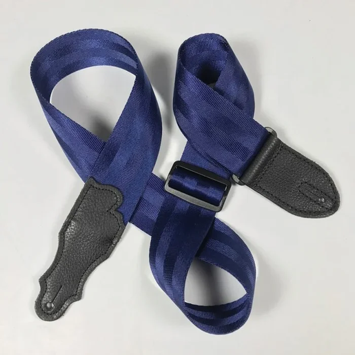 Franklin 2″ Blue Aviator Guitar Strap, Durable Seat Belt Material, Leather Tab
