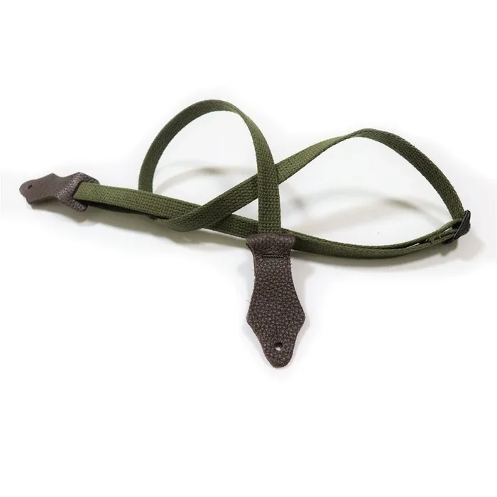Franklin 5/8″ Olive Cotton Ukulele Strap with Chocolate Leather Ends (UK2-OL)