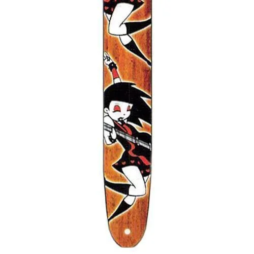 Fretz ‘Goth’ High Resolution Printed Leather Guitar Strap (Goth Girl)